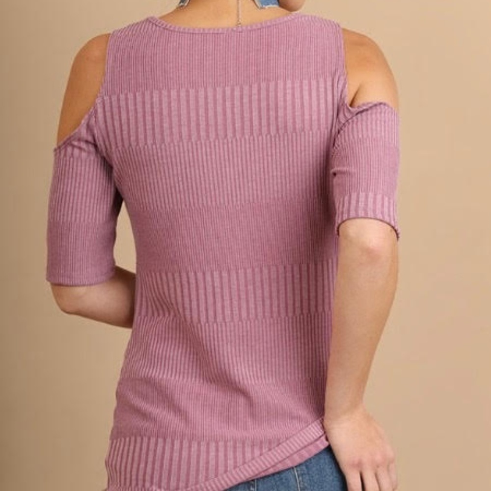 *Umgee*Cold Shoulder Top In Rose Color - Picture 2 of 2